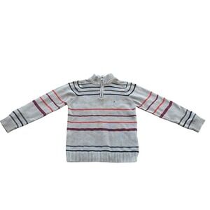 Calvin‎ Klein Jeans Kids Boys Size S 8 Striped Quarter Zip 100% Cotton Sweater